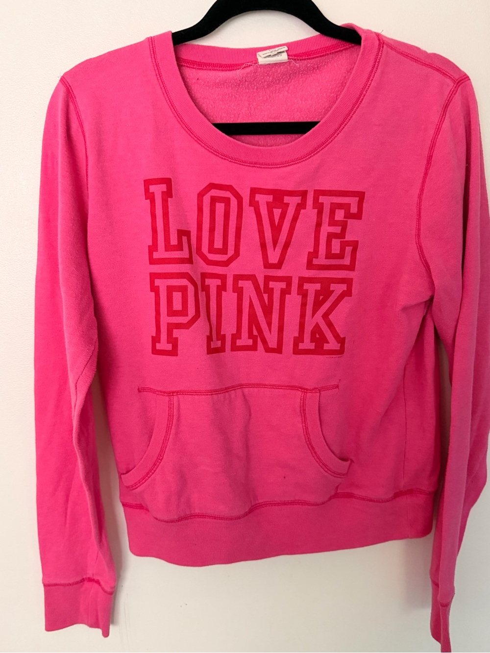 PINK Victoria's Secret Hot Pink 'LOVE PINK' Crewneck Sweatshirt